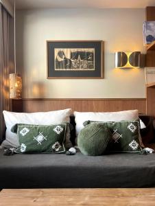 Posteľ alebo postele v izbe v ubytovaní Les Barmettes Appart rénové avec vue, parking et skis aux pieds
