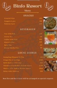 - un menu du restaurant biryani dans l'établissement Biafo House, à Skardu