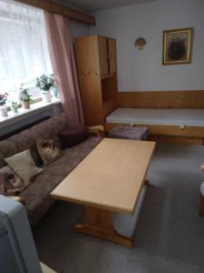 a living room with a couch and a table at Alpenstern in Biberwier