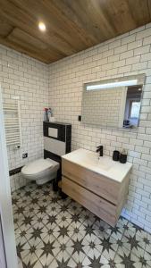 ein Bad mit einem Waschbecken und einem WC in der Unterkunft Maisonnette à Courchevel. in Courchevel