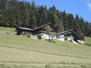 una casa in cima a una collina in un campo di Haus Lukasser ad Assling