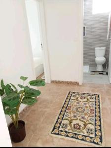 格拉迪爾的住宿－Quarto duplo，浴室设有卫生间,地板上铺有地毯。