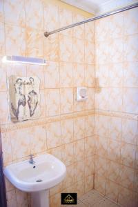 ein Bad mit einem Waschbecken und einem WC in der Unterkunft jirime hotel &resort in Marsabit