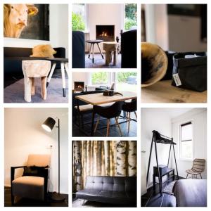 a collage of photos of furniture and a living room at COSY Holiday Home in Harderwijk