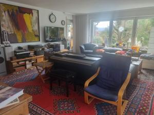 uma sala de estar com um piano e um sofá em Regio Basiliensis em Grenzach-Wyhlen