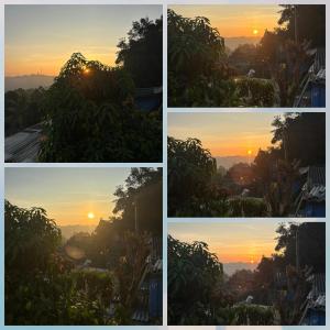 a group of four pictures of a sunset at Dreamscape home stay in Kandy