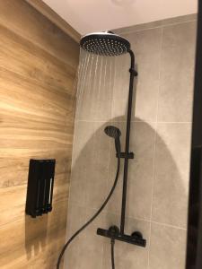 a shower with a shower head in a bathroom at Selemo B&B - Business and leisure - guestroom with private entrance - ensuite bathroom - free parking in Ghent