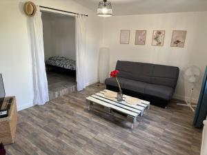 a living room with a couch and a table at T2 à Convenance in Baie-Mahault