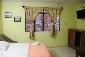 1 dormitorio con cama y ventana en HOTEL PALACIO CHATINO, en Santos Reyes Nopala