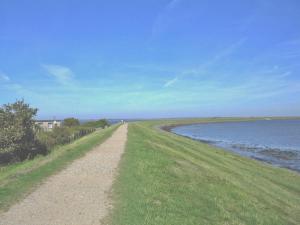 a dirt road next to a body of water at Ferienwohnungen Peters in Rantum