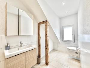 a bathroom with a sink and a toilet at Business Apartments Niederbipp ZIMMERzuVERMIETEN in Niederbipp