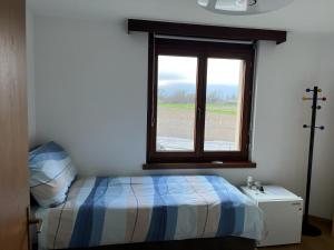 瓦杜茲的住宿－Zimmer in Vaduz FL，一间卧室设有一张床和一个窗口