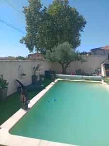 a swimming pool in the backyard of a house at L’Echappée Belle in Saint-Jean-de-Fos