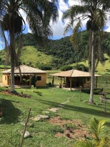 une maison avec deux palmiers dans un champ dans l'établissement Sítio Valle do Sol, à Rio das Flores