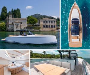 a collage of pictures of a boat on the water at PARDO YACHT 38 in Saint-Laurent-du-Var