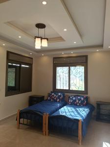 1 dormitorio con cama y ventana en Quiet stay en Jarash