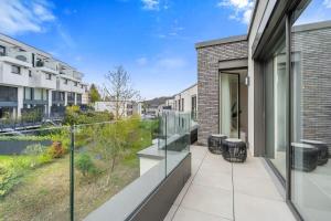 a balcony with a view of a building at Luxury 2BR, Free Parking, Balcony in Luxembourg