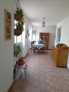 ein Wohnzimmer mit einem Tisch, Stühlen und Pflanzen in der Unterkunft Apartamento EuroRental con WiFi in Santa Cruz de Tenerife