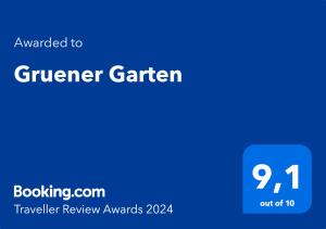 a blue screen with the words giver gardener garden at Gruener Garten in Wilhelmshaven
