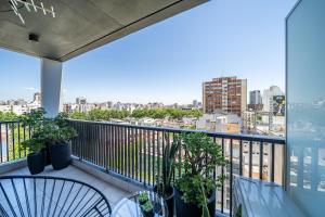 a balcony with a view of the city at Studio in Palermo in Buenos Aires