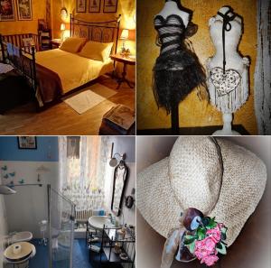 a collage of four pictures of a bedroom and a room at B&B Le Fate Del Lago in Lierna