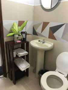 łazienka z toaletą i umywalką w obiekcie Departamento lujoso,confortable w mieście San Lorenzo