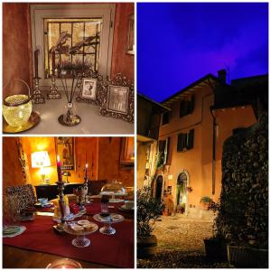 two pictures of a table with food and a building at B&B Le Fate Del Lago in Lierna