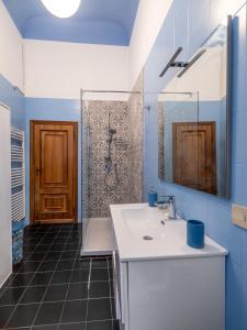 een badkamer met een wastafel en een douche bij Pitti Mannelli Suite in Florence