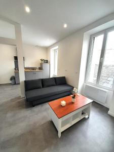 sala de estar con sofá y mesa de centro en Le Bugatti studio en face de la gare en Châteauroux