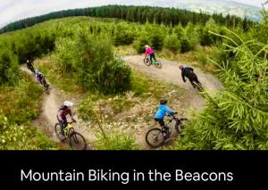 a group of people riding bikes down a dirt road at Kookaburra lodge in Brecon