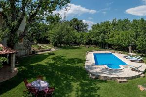 an overhead view of a yard with a swimming pool at Amazing Villa In Slime, rest for mind, body and soul - Nature, garden and outside swimming pool in Slime