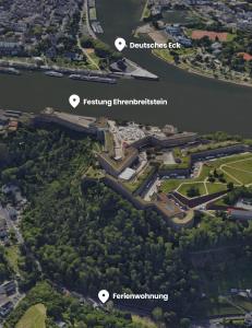 eine Luftansicht der vorgeschlagenen Verbesserungen der Entenlöchertests in der Unterkunft Feeling Good Lux in Koblenz
