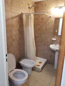 圣马丁德洛斯Departamento Atrapa sueños - Sale Patagonia的带马桶和水槽的浴室 更多19张照片