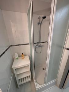 a bathroom with a shower and a sink at Classé 3 Etoiles Charmant Appartement Cosy sur Sète proche de toutes commodités, Parking Privé in Sète