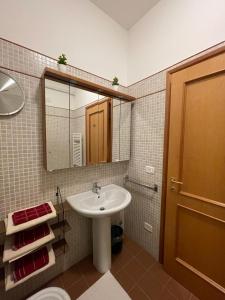 La salle de bains est pourvue d'un lavabo et d'un miroir. dans l'établissement Appartement GIUDECCA, à Venise
