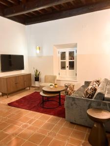 a living room with a couch and a tv at El Ladrón De Agua Palacete in Granada