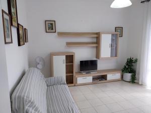 sala de estar con TV y sofá en Casa Patrizia en Monterosso al Mare