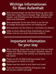 un signo rojo y blanco que lee información ineficaz para el encantamiento lineal en Hotel Caldor - 24h self-check in, en Münchendorf