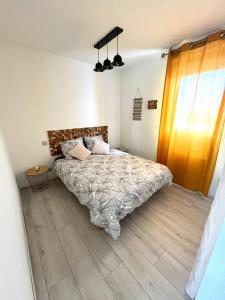 ein Schlafzimmer mit einem großen Bett in einem Zimmer in der Unterkunft *Chez Anissou 2* in Colomiers