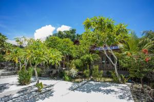 une maison sur la plage avec des palmiers dans l'établissement Desa Sweet Cottages, à Nusa Lembongan