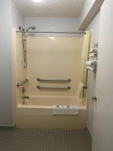 y baño con bañera, ducha y toallas. en Savannah Lodge, en Savannah