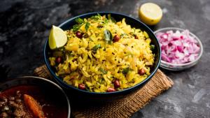 a bowl of rice and a bowl of salsa at Elefantastic in Jaipur