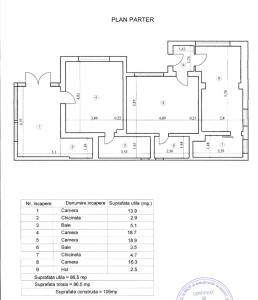 una planimetria del centro giuridico proposto di Casa Antonia Busteni a Buşteni