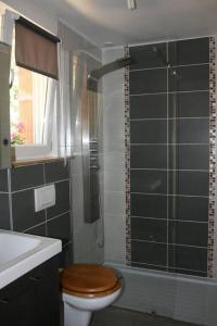 シヤン・ラ・カスカードにあるVilla des soleilsのバスルーム(トイレ、シャワー、シンク付)
