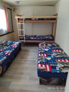 a room with two bunk beds in a room at Panelovka in Bítov