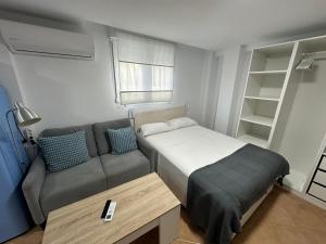 a small room with a bed and a couch at Apartamento Avenida Velazquez Planta Baja in Málaga