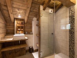a bathroom with a shower and a sink at Chalet La Clusaz, 5 pièces, 8 personnes - FR-1-304-110 in La Clusaz