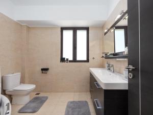 a bathroom with a toilet and a sink at Galina's Greek House in Artemida