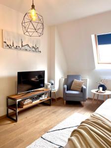 TV a/nebo společenská místnost v ubytování Mes Caprices B&B Villa Mosan Bord de Meuse