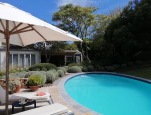 a swimming pool with an umbrella and a chair and an umbrella at Fresh in Cape Town